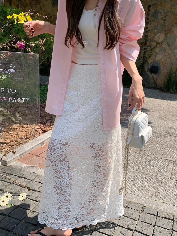 High Waist Lace Embroidery Heavy Work Semi-Body Skirt Women's Faion Design White Color Summer 2025 f-length Skirt
High Waist Lace Embroidery Heavy Work Semi-Body Skirt Women's Faion Design White Color Summer 2025 f-length Skirt