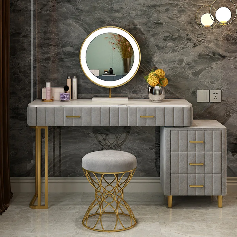 Nordic marble dresser bedroom light luxury Internet celebrity makeup table with simple flannel dressing table
Nordic marble dresser bedroom light luxury Internet celebrity makeup table with simple flannel dressing table