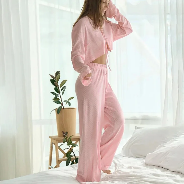 Fashion Solid Color Long Sleeve Loose Shirt Top Loose Pants Home Sleepwear Autumn Winter Comfortable Casual Women's Two Piece
Fashion Solid Color Long Sleeve Loose Shirt Top Loose Pants Home Sleepwear Autumn Winter Comfortable Casual Women's Two Piece