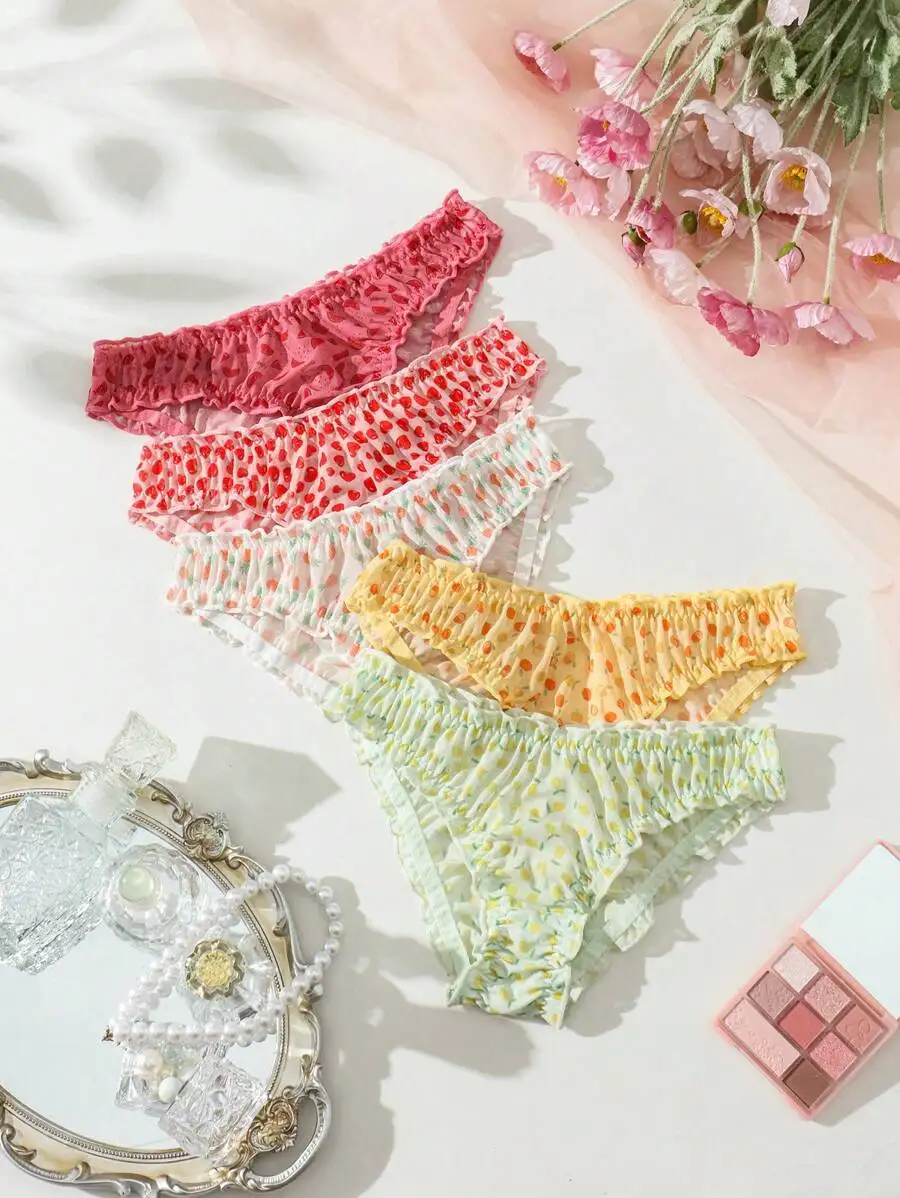 5pcs Retro Floral Mesh Low Waist Triangle Panties For Women
5pcs Retro Floral Mesh Low Waist Triangle Panties For Women