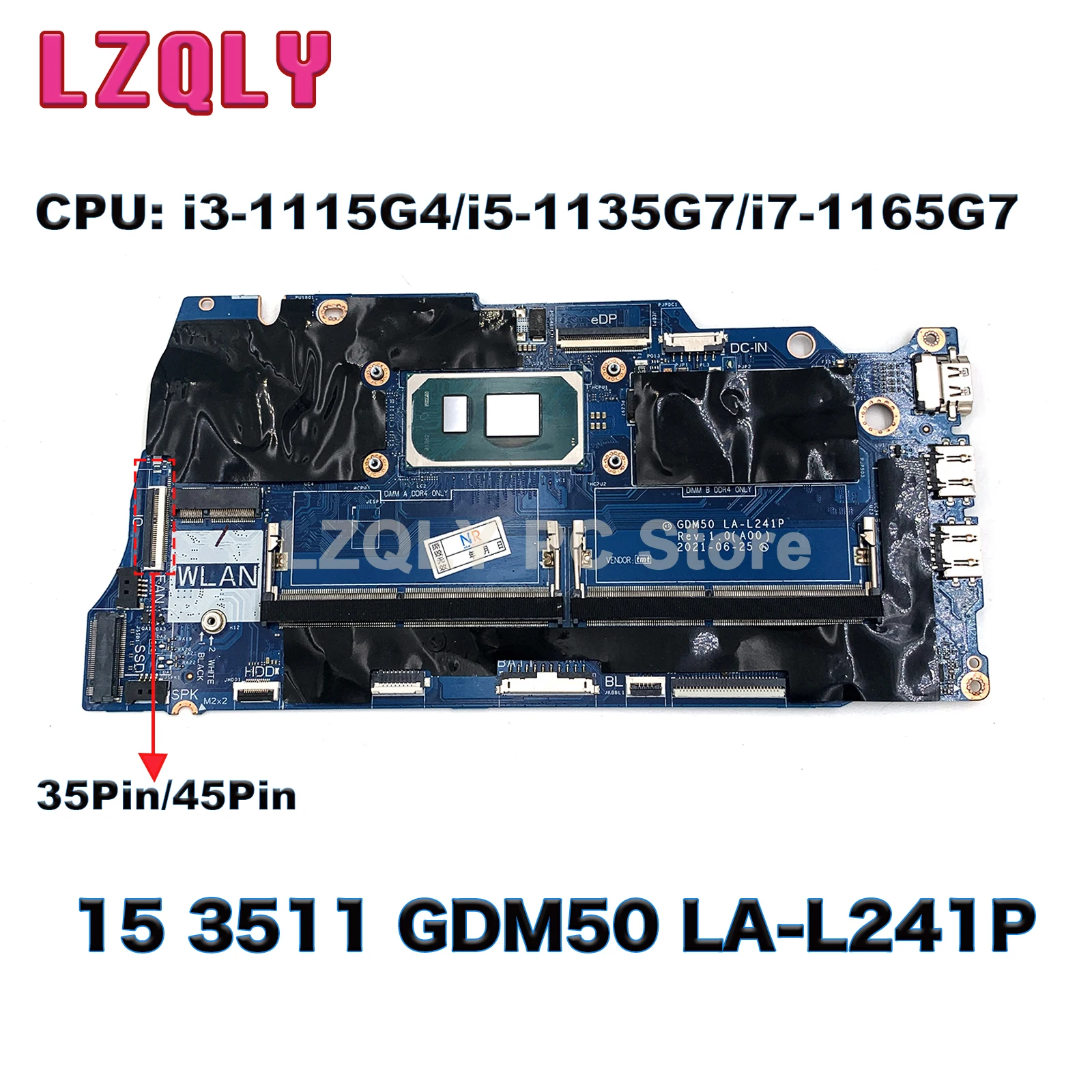 For Dell Inspiron 15 3511 Vostro 15 3510 Laptop Motherboard GDM50 LA-L241P With I3 I5 I7 11th Gen CPU CN-0042CN CN-06F315
For Dell Inspiron 15 3511 Vostro 15 3510 Laptop Motherboard GDM50 LA-L241P With I3 I5 I7 11th Gen CPU CN-0042CN CN-06F315