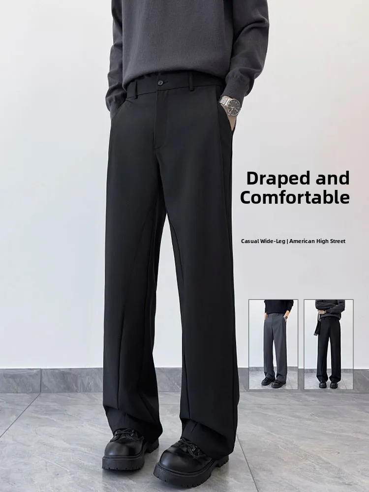 Мужские брюки American Sle с высокой талией и широкими штанинами, весенне-осенние, новые, свободные, прямые, костюмные, немнущиеся, повседневные
Мужские брюки American Sle с высокой талией и широкими штанинами, весенне-осенние, новые, свободные, прямые, костюмные, немнущиеся, повседневные