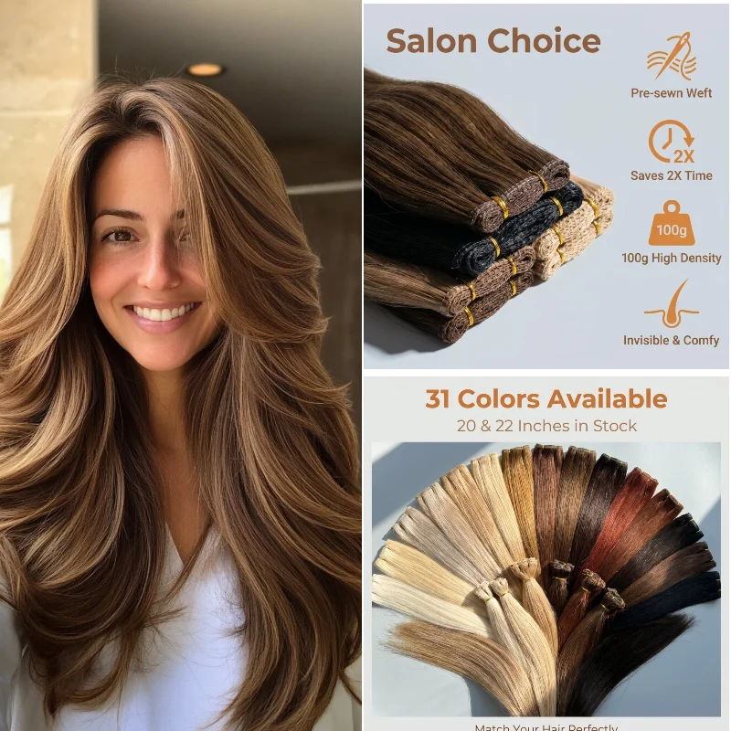 100% Human Virgin Hair Super Genius Weft 20inch 100g #1001A #FV Pre Stitched Hairpiece Time Saving For Stylist Better Drape
100% Human Virgin Hair Super Genius Weft 20inch 100g #1001A #FV Pre Stitched Hairpiece Time Saving For Stylist Better Drape