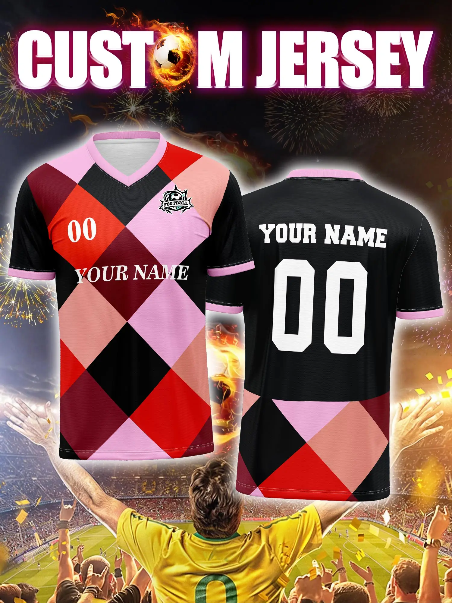 Custom Soccer Jersey With Custom Image, Number And Name, pro player elite professional match kit
Custom Soccer Jersey With Custom Image, Number And Name, pro player elite professional match kit