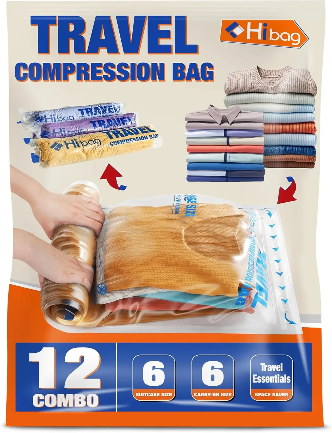 12 Compression Bags for Travel, Space Saver Bags with Double Zipper for Cruise and Home Storage
12 Compression Bags for Travel, Space Saver Bags with Double Zipper for Cruise and Home Storage