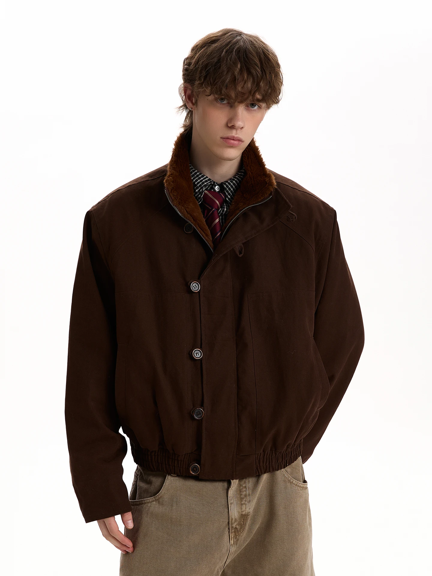 Ретро-куртка-бомбер PUEE из хлопка с воротником-стойкой на пуговицах, теплая зимняя верхняя одежда для подростков
Ретро-куртка-бомбер PUEE из хлопка с воротником-стойкой на пуговицах, теплая зимняя верхняя одежда для подростков