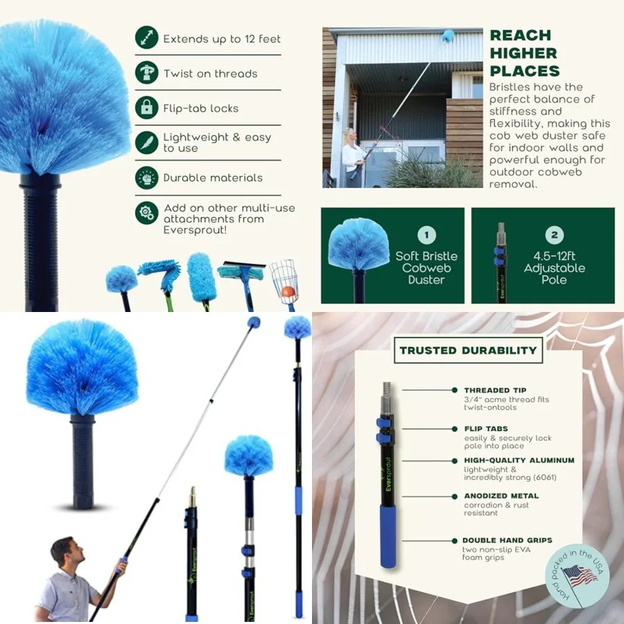 5-to-12ft Telescoping Durable Duster with Extension Pole Lightweight 3 Stage Cobweb Duster Extendable to 20ft Reach for Cleanin
5-to-12ft Telescoping Durable Duster with Extension Pole Lightweight 3 Stage Cobweb Duster Extendable to 20ft Reach for Cleanin
