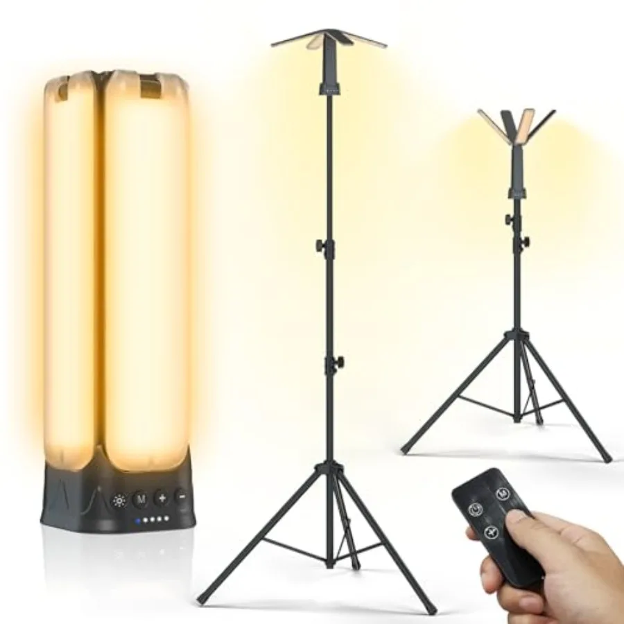 Camping Lights with Remote Stand 8.2 Feet, 14000 mAh Rechargeable Lantern Tent Light, 6000 Lumen Magnetic Work Light, Portable
Camping Lights with Remote Stand 8.2 Feet, 14000 mAh Rechargeable Lantern Tent Light, 6000 Lumen Magnetic Work Light, Portable