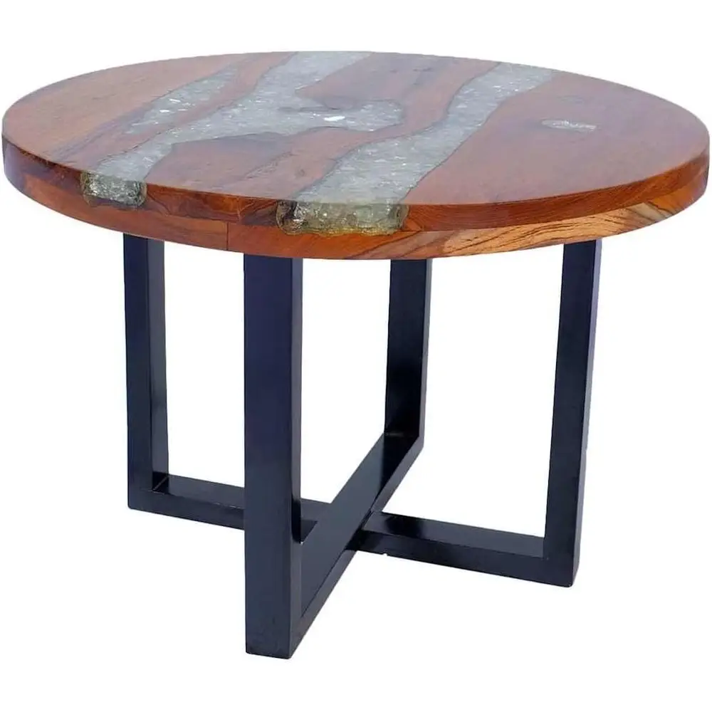 Industrial Style Teak Resin Round End Table with Wooden Legs for Living Room or Bedroom
Industrial Style Teak Resin Round End Table with Wooden Legs for Living Room or Bedroom