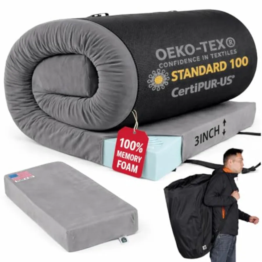 100% Pure Roll Up Memory Foam Camping Mattress with Waterproof Cover and Phone Pocket Portable 3inch CertiPUR-US Sleeping Pad w
100% Pure Roll Up Memory Foam Camping Mattress with Waterproof Cover and Phone Pocket Portable 3inch CertiPUR-US Sleeping Pad w