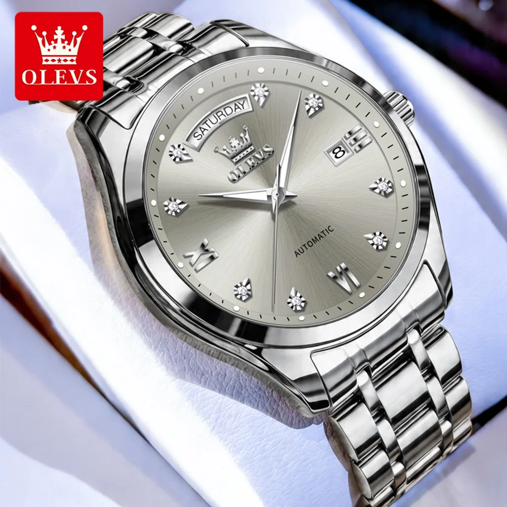 OLEVS 6752 Men Watch Fashion Luxury Diamond Dial Date Week Stainless steel Waterproof Automatic Mechanical Watch
OLEVS 6752 Men Watch Fashion Luxury Diamond Dial Date Week Stainless steel Waterproof Automatic Mechanical Watch