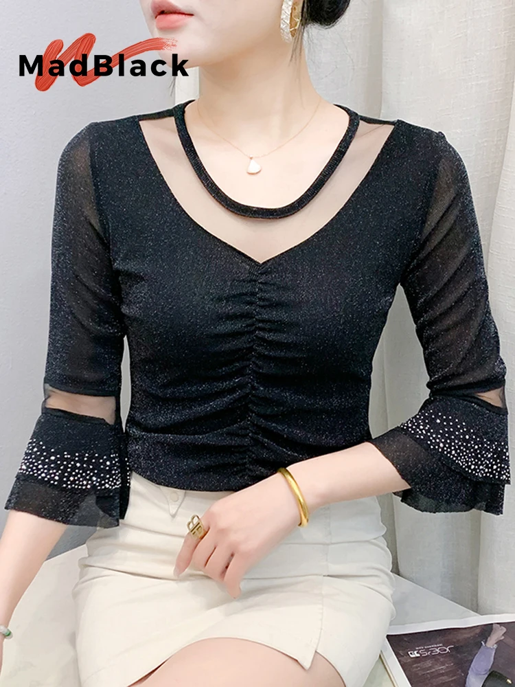 MadBlack-Women's European T-Shirt, Sexy O Neck Diamond, Streetwear Flare Sleeve Slim Sheer Mesh Tee, 2025 Summer New T53025CC
MadBlack-Women's European T-Shirt, Sexy O Neck Diamond, Streetwear Flare Sleeve Slim Sheer Mesh Tee, 2025 Summer New T53025CC