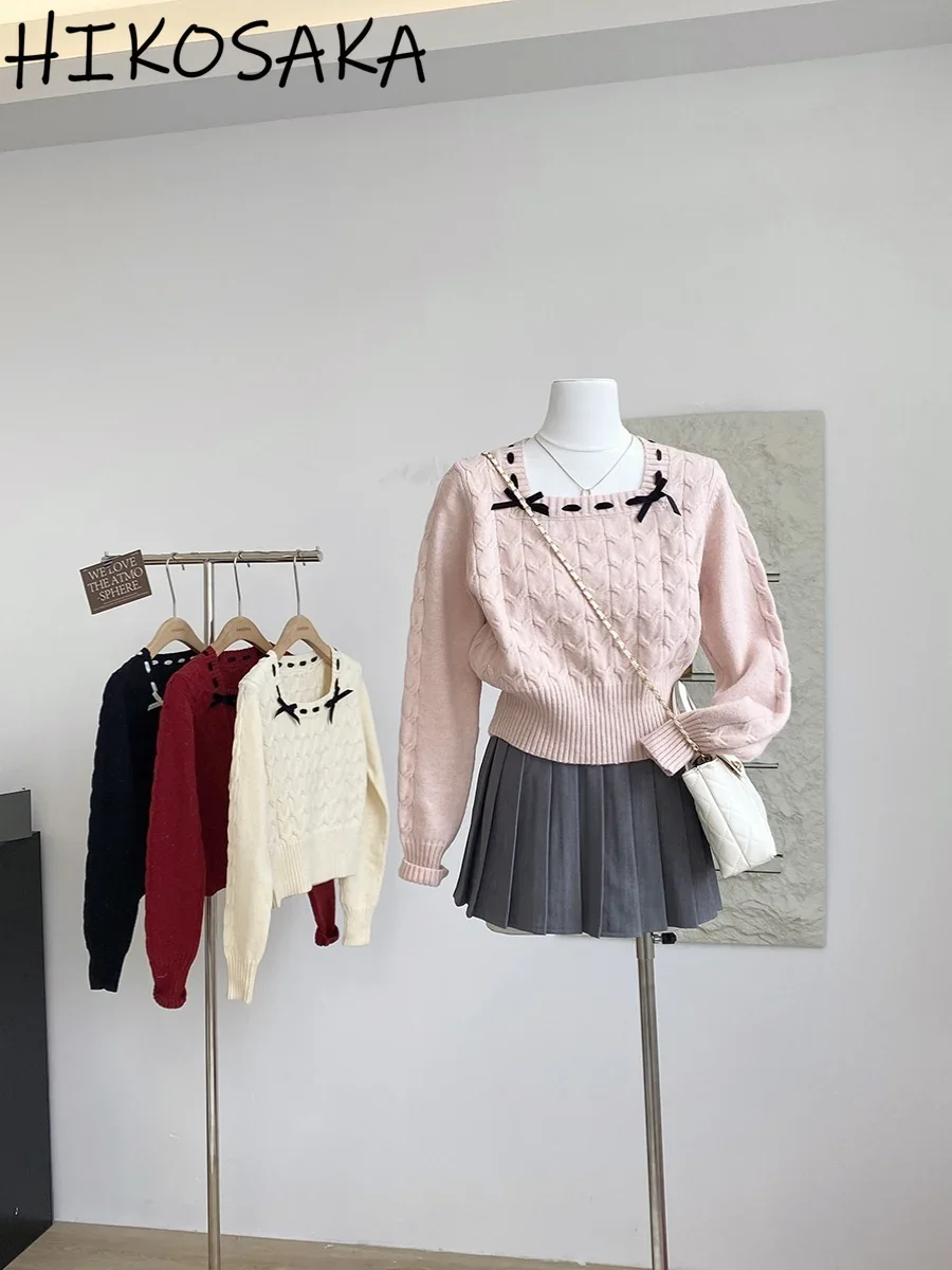 Bow Square Collar Sweet Short Sweaters Women Korean Chic Long Sleeve Pullovers Female Jumpers New Elegant Aesthetic Ropa Mujer
Bow Square Collar Sweet Short Sweaters Women Korean Chic Long Sleeve Pullovers Female Jumpers New Elegant Aesthetic Ropa Mujer