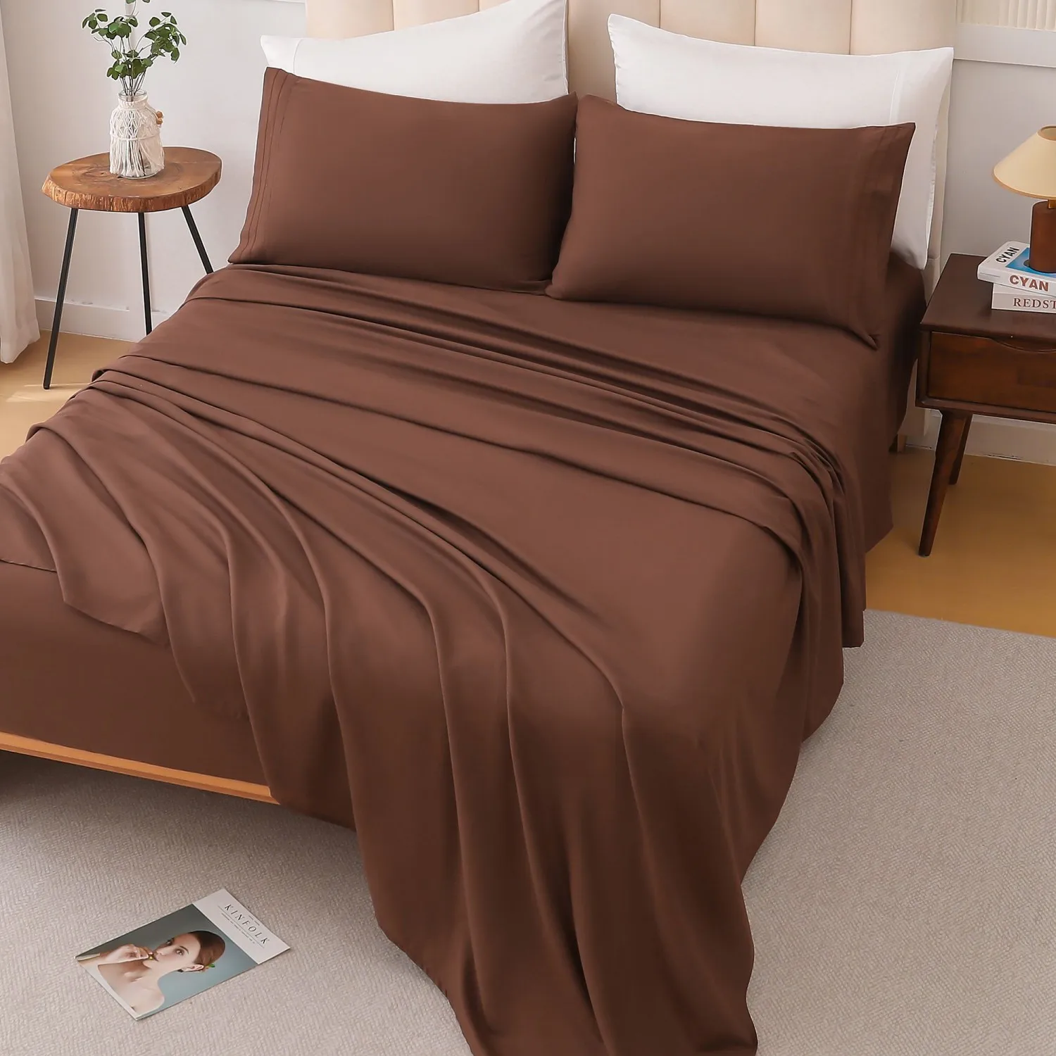 4-Piece Rich Brown Queen Bedding Set - 100% Cotton Deep Pocket, Breathable All-Season Luxury
4-Piece Rich Brown Queen Bedding Set - 100% Cotton Deep Pocket, Breathable All-Season Luxury