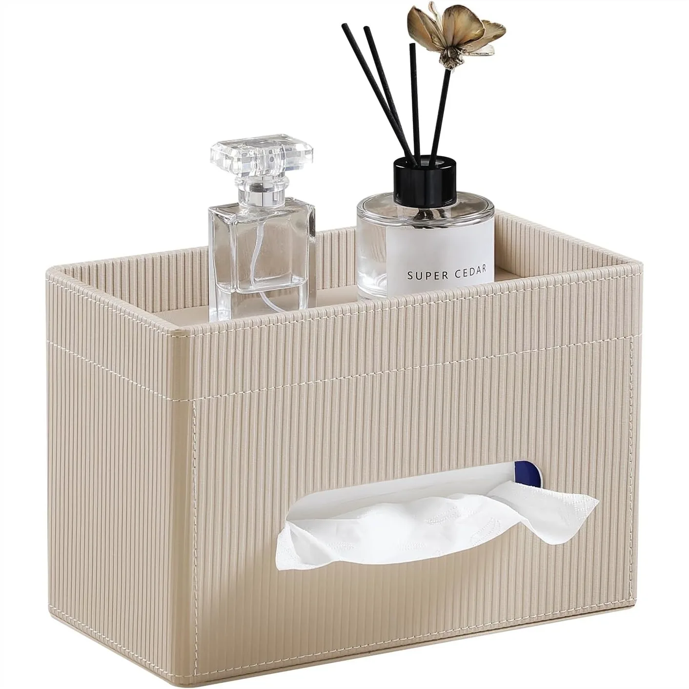 PU Leather Tissue Box Cover with Storage Tray, Rectangle Tissue Holder for Bathroom Vanity Countertop Bedroom Desk
PU Leather Tissue Box Cover with Storage Tray, Rectangle Tissue Holder for Bathroom Vanity Countertop Bedroom Desk