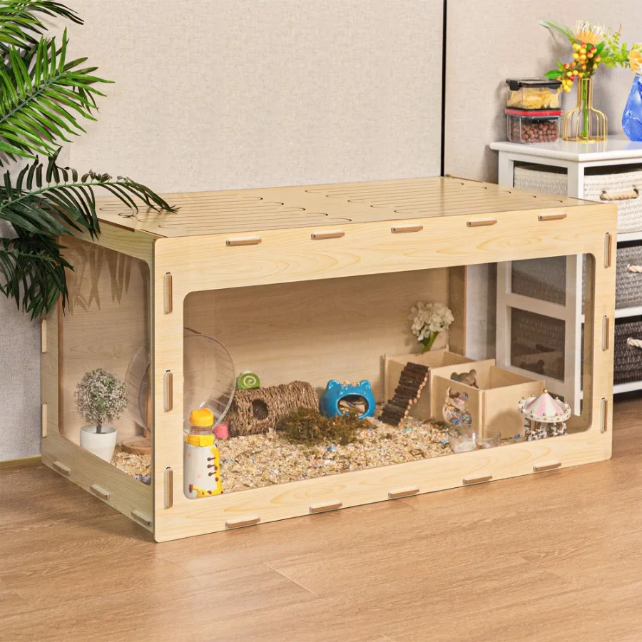 Wooden Hamster Cage Small Animals House Acrylic Hutch for Dwarf Hamster Guinea Pig Chinchilla Opening Top with Air Vents
Wooden Hamster Cage Small Animals House Acrylic Hutch for Dwarf Hamster Guinea Pig Chinchilla Opening Top with Air Vents