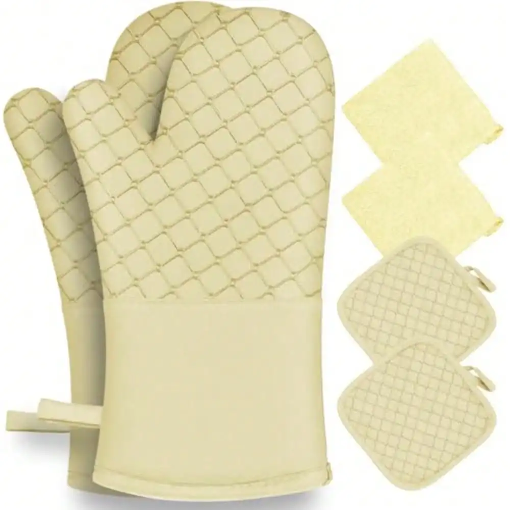 6 Pcs Oven Mitts And Pot Holders 500℉ Heat Resistant Oven Mitts With Kitchen Towels Soft Cotton Lining And Non-Slip Silicone Surface For Baking Cooking BBQ
6 Pcs Oven Mitts And Pot Holders 500℉ Heat Resistant Oven Mitts With Kitchen Towels Soft Cotton Lining And Non-Slip Silicone Surface For Baking Cooking BBQ