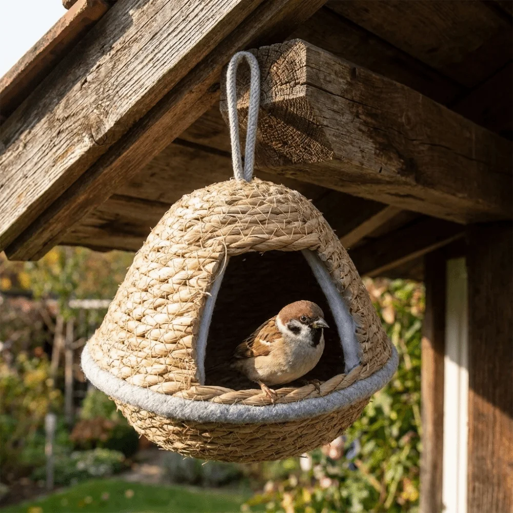 Cottage Style Weaved Bird House Hand-Woven Vintage Grass Woven Bird Nest Breathable Bird Breeding Nests Patio Lawn
Cottage Style Weaved Bird House Hand-Woven Vintage Grass Woven Bird Nest Breathable Bird Breeding Nests Patio Lawn