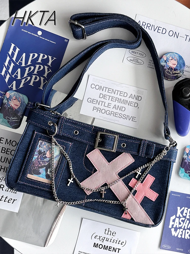 Cross Denim Casual Messenger Pain Bags Women Summer Cartoon Two Dimensional Chain Embroidery Student Daily jk Jeans Backpacks
Cross Denim Casual Messenger Pain Bags Women Summer Cartoon Two Dimensional Chain Embroidery Student Daily jk Jeans Backpacks