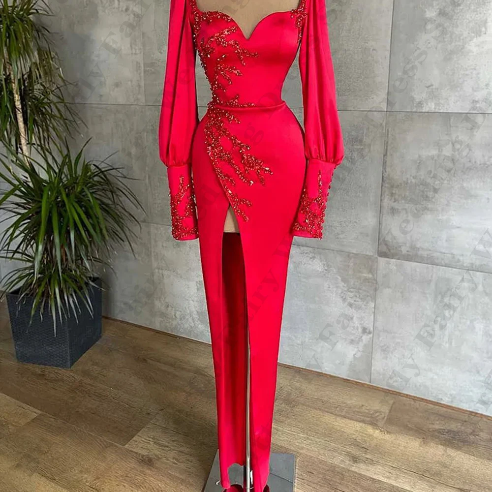 Gorgeous Satin Slimming Evening Dresses For Women Sexy Square Neck Off Shoulder Long Sleeved High Slit Party Elegant Prom Gowns
Gorgeous Satin Slimming Evening Dresses For Women Sexy Square Neck Off Shoulder Long Sleeved High Slit Party Elegant Prom Gowns