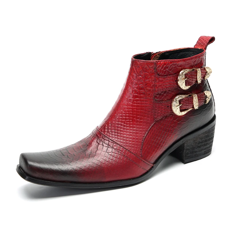 Botas British Style Red Genuine Leather Male Party Dress Shoes Plus Size Buckle Motorcycle Ankle Boots Formal Short Men Boots
Botas British Style Red Genuine Leather Male Party Dress Shoes Plus Size Buckle Motorcycle Ankle Boots Formal Short Men Boots