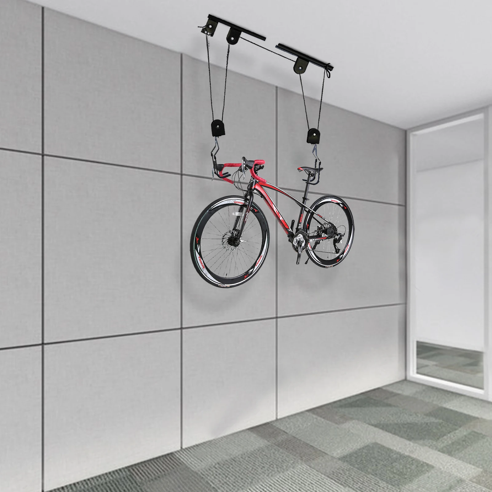 Bike Hoist Load Bearing 60kg Mountain Bike Wall Display Rack w/Ceiling Mount Bicycle Lift for Garage Storage
Bike Hoist Load Bearing 60kg Mountain Bike Wall Display Rack w/Ceiling Mount Bicycle Lift for Garage Storage