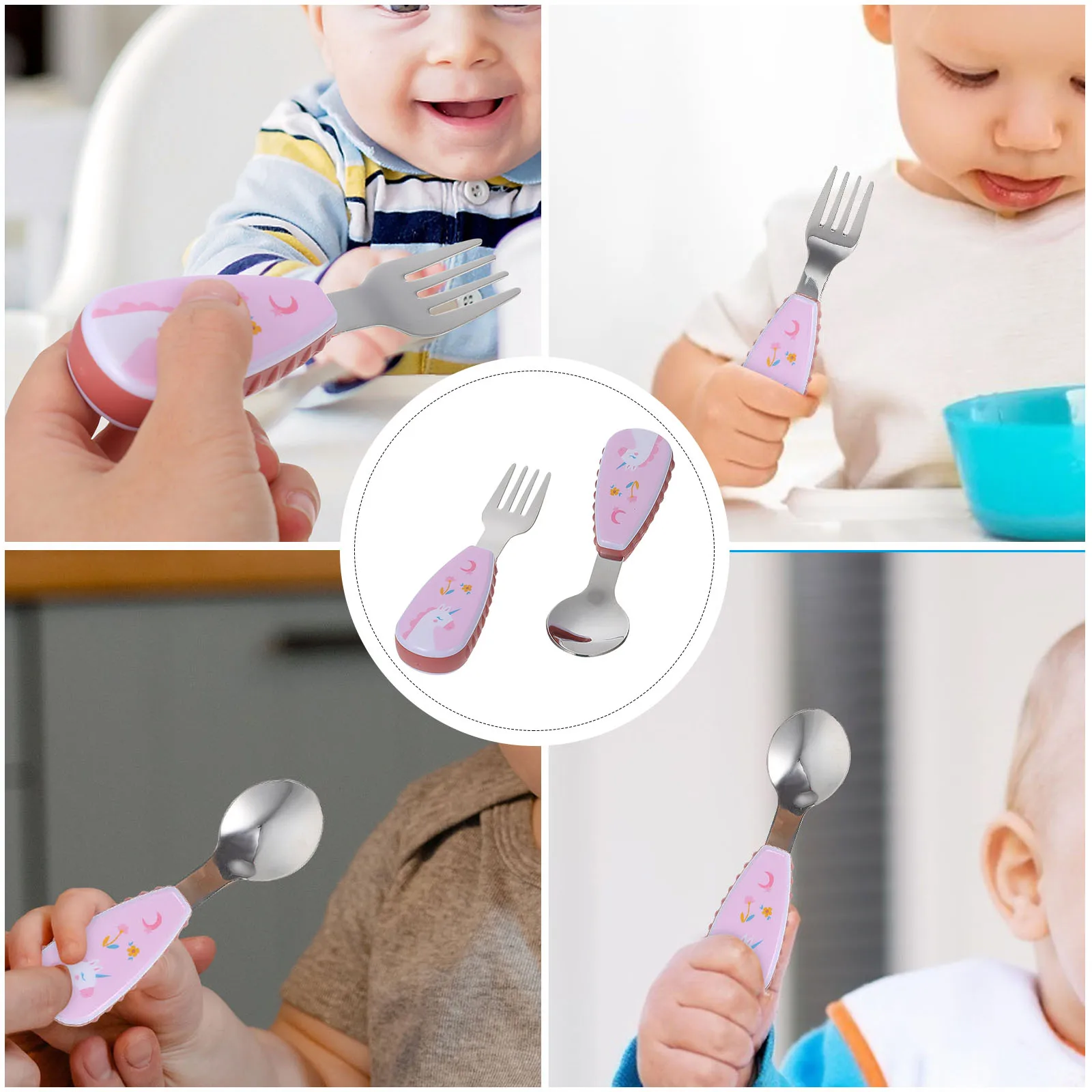Baby Eating Spoon Stainless Steel Plastic Cartoon Design Short H Spoon Fork Set Infant Tableware Training Utensils Baby
Baby Eating Spoon Stainless Steel Plastic Cartoon Design Short H Spoon Fork Set Infant Tableware Training Utensils Baby