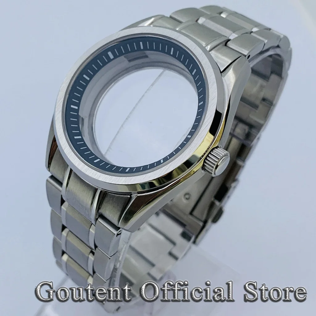 Goutent 40 мм серебряный корпус для часов с сапфировым стеклом, черное кольцо, прозрачная задняя часть, подходит для NH35 NH36, автоматический механизм
Goutent 40 мм серебряный корпус для часов с сапфировым стеклом, черное кольцо, прозрачная задняя часть, подходит для NH35 NH36, автоматический механизм