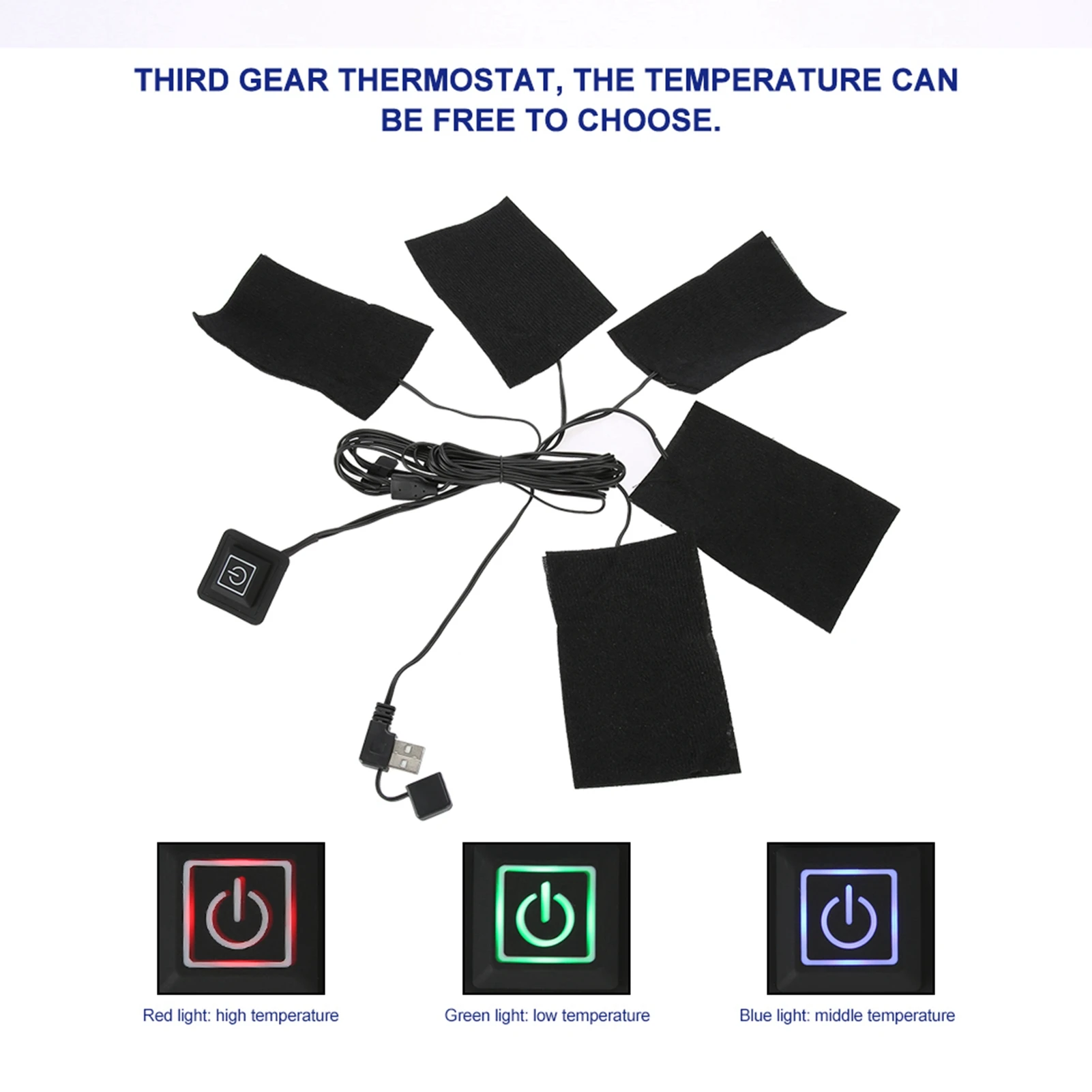 USB Electric Clothes Five Heater Pads Heating Adjustable Temperature Warmer Tool USB Cloth Heater Heating
USB Electric Clothes Five Heater Pads Heating Adjustable Temperature Warmer Tool USB Cloth Heater Heating