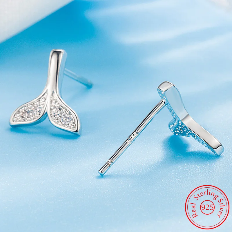 Solid 925 Sterling Silver Jewelry Crystal Zircon Whale Tail Stud Earrings For Woman New Fashion XY0523
Solid 925 Sterling Silver Jewelry Crystal Zircon Whale Tail Stud Earrings For Woman New Fashion XY0523