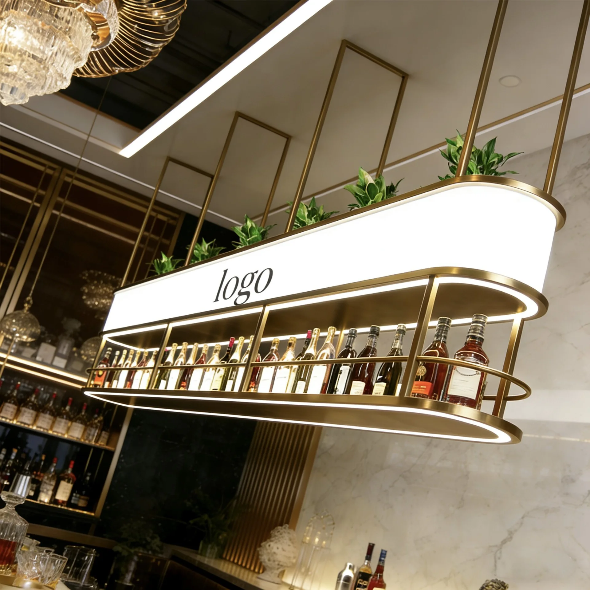 Bar Bar Front Desk Hotel Hanging Wine Rack Hanger Lighting Red Wine Cabinet Foreign Wine Shelf Decorative Rack
Bar Bar Front Desk Hotel Hanging Wine Rack Hanger Lighting Red Wine Cabinet Foreign Wine Shelf Decorative Rack