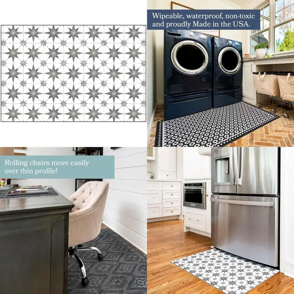 Vintage-Style Waterproof Eco-Friendly Non-Slip Vinyl Rug, Charcoal, 6x8 Feet
Vintage-Style Waterproof Eco-Friendly Non-Slip Vinyl Rug, Charcoal, 6x8 Feet