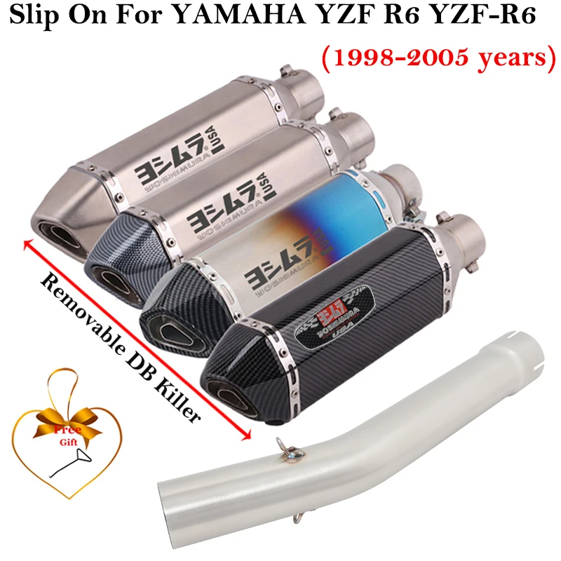 Слипоны для мотоцикла YAMAHA YZF-R6 YZF R6 1998 - 2005 Yoshimura модификация выхлопной трубы среднего звена глушитель выхлопной трубы с дБ убийцей
Слипоны для мотоцикла YAMAHA YZF-R6 YZF R6 1998 - 2005 Yoshimura модификация выхлопной трубы среднего звена глушитель выхлопной трубы с дБ убийцей
