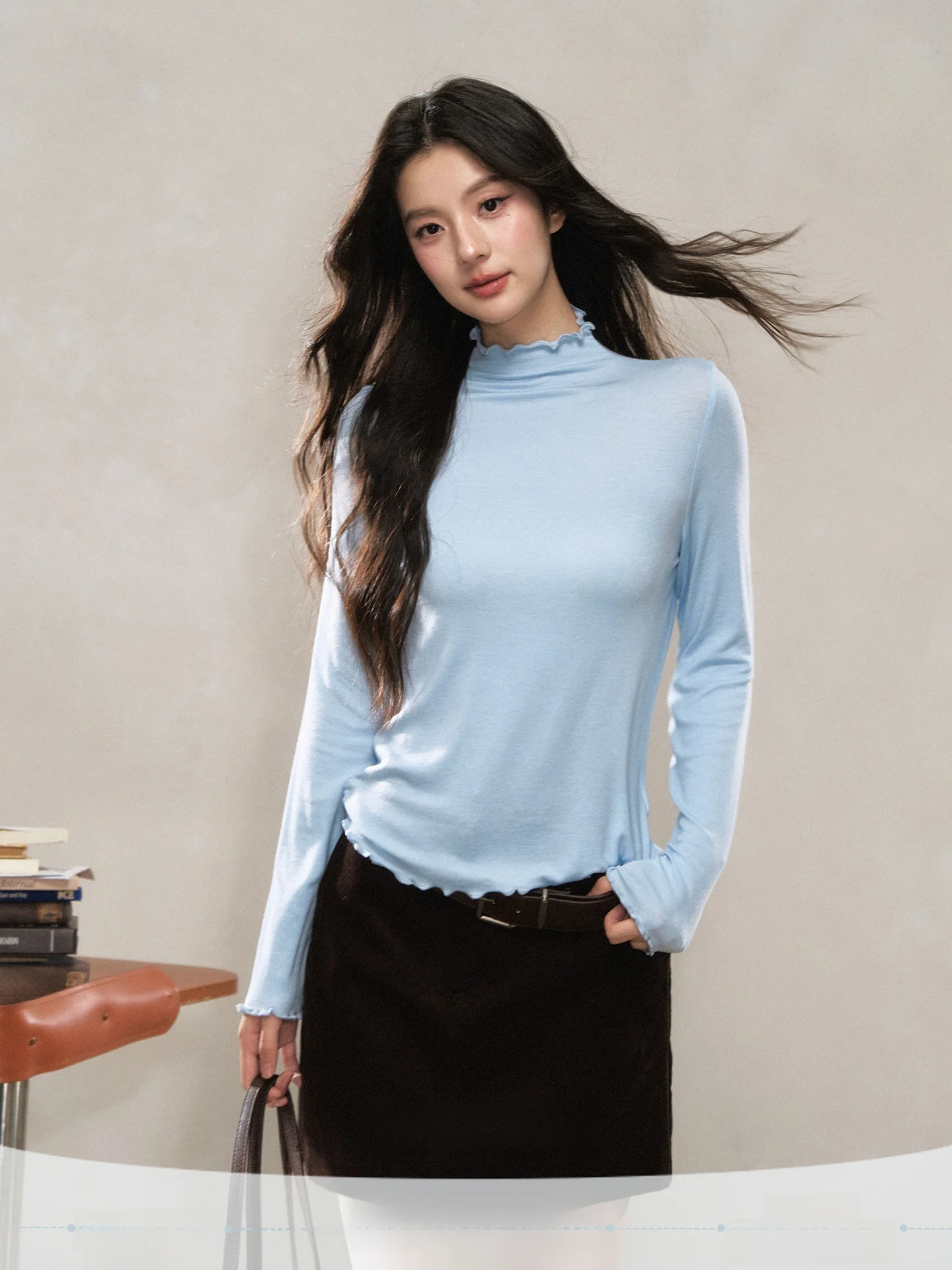 Fashionable Long Sleeve T-Shirt Women's Slim Fit Wave Design Stylish Top Korean Style round Neck Premium Feeling Spring Summer
Fashionable Long Sleeve T-Shirt Women's Slim Fit Wave Design Stylish Top Korean Style round Neck Premium Feeling Spring Summer