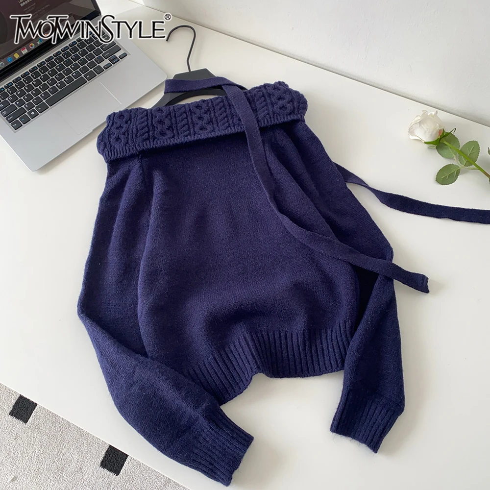 TWOTWINSTYLE French Style Slimming Solid Sweaters For Women Slash Neck Long Sleeve Temperament Sweater Female Fashion KMY553074
TWOTWINSTYLE French Style Slimming Solid Sweaters For Women Slash Neck Long Sleeve Temperament Sweater Female Fashion KMY553074