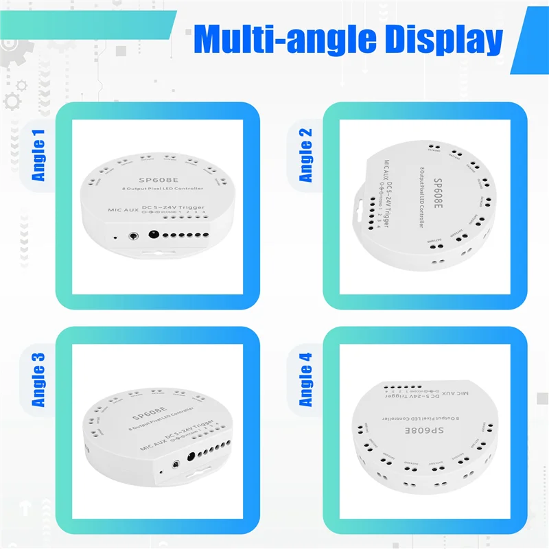 ABUN-SP608E DC5V-24V WS2812B Музыкальный контроллер Bluetooth APP с дистанционным управлением 8-канальный SP602E 4-канальный WS2811 WS2815 Светодиодная лента
ABUN-SP608E DC5V-24V WS2812B Музыкальный контроллер Bluetooth APP с дистанционным управлением 8-канальный SP602E 4-канальный WS2811 WS2815 Светодиодная лента