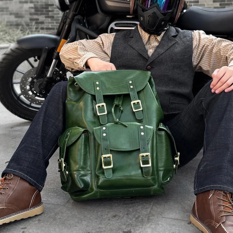 Vintage Handmade Genuine Leather Backpack Casual Full Grain Cowhide Travel Bag for Men Women
Vintage Handmade Genuine Leather Backpack Casual Full Grain Cowhide Travel Bag for Men Women