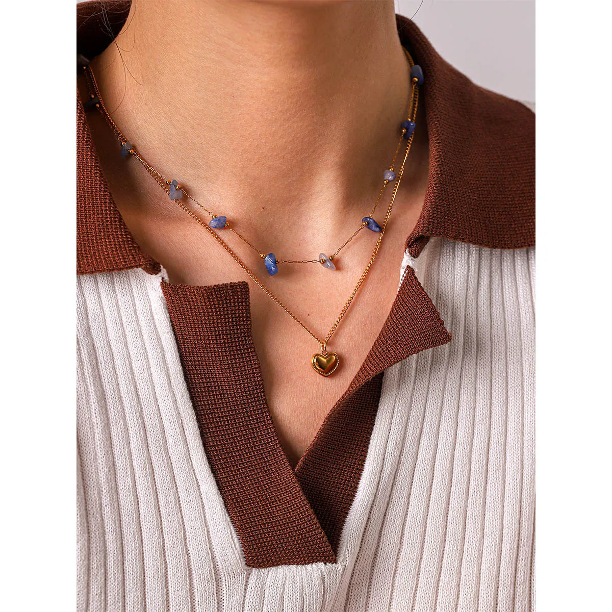 Natural Gemstone Y2K Trendy Heart Shape Pendant Natural Gemstone Bead Necklace Waterproof 18K Gold Color Plated Stainless Steel
Natural Gemstone Y2K Trendy Heart Shape Pendant Natural Gemstone Bead Necklace Waterproof 18K Gold Color Plated Stainless Steel