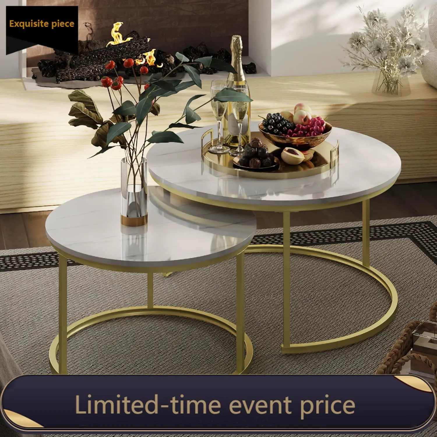 White Marble Top Round Nesting Tables Set of Two for Living Room Bedroom
White Marble Top Round Nesting Tables Set of Two for Living Room Bedroom