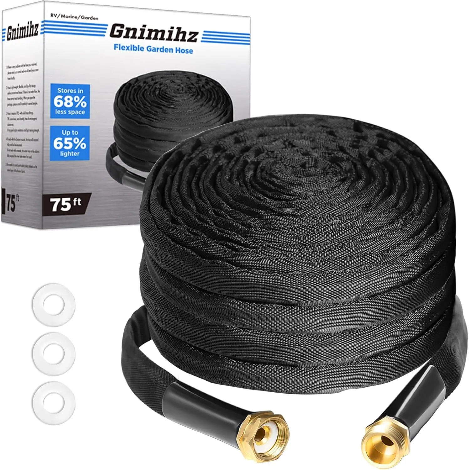 Garden Hose 75ft, TPE Ultra-Light Flexible Water Hose with Solid Brass Fittings, Non-Shrinking, Easy Storage, Drinking Water Safe, All-Weather, Black
Garden Hose 75ft, TPE Ultra-Light Flexible Water Hose with Solid Brass Fittings, Non-Shrinking, Easy Storage, Drinking Water Safe, All-Weather, Black