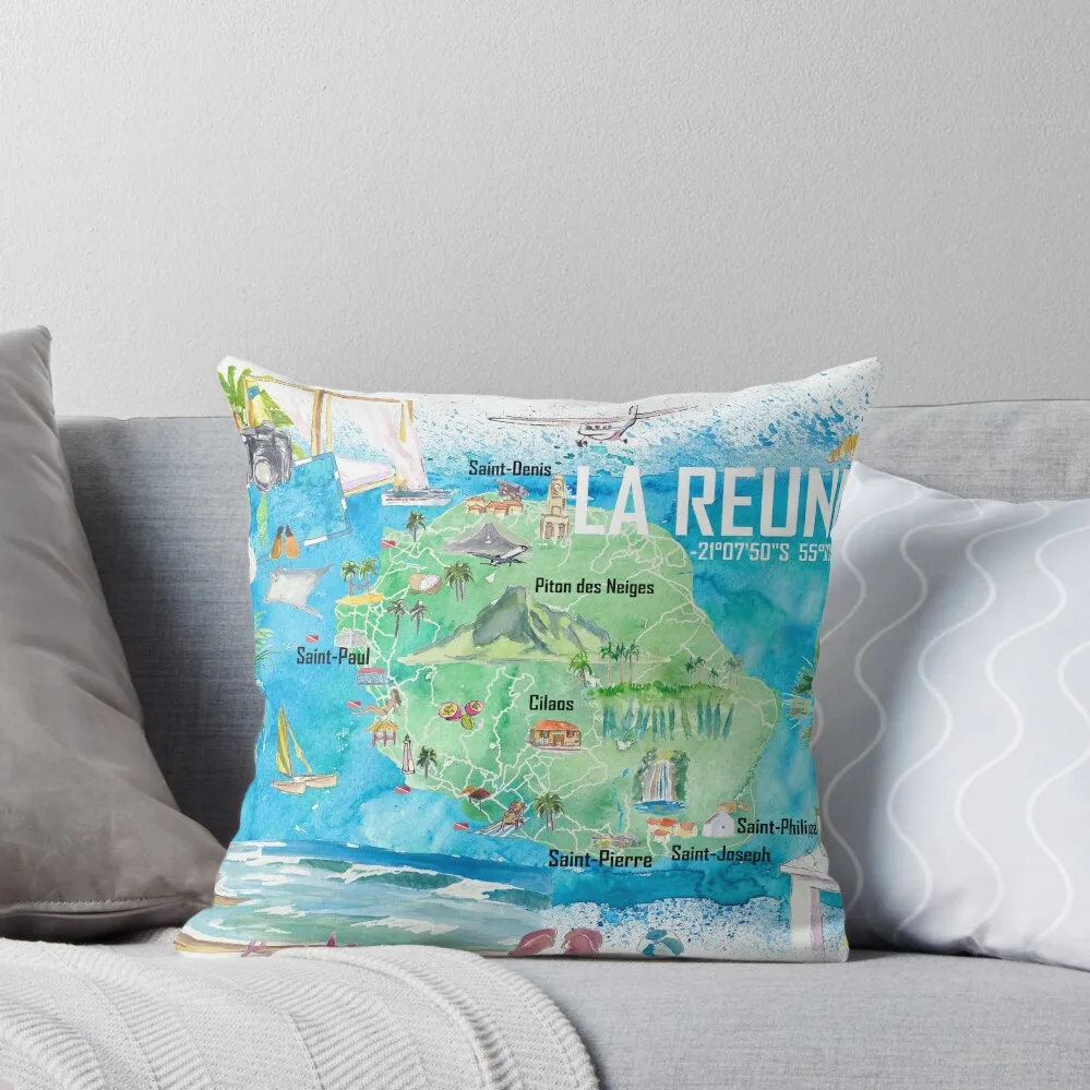 La Reunion Illustrated Island Travel Map with Tourist Highlights Throw Pillow Decorative Cushion Cover covers for pillows pillow
La Reunion Illustrated Island Travel Map with Tourist Highlights Throw Pillow Decorative Cushion Cover covers for pillows pillow