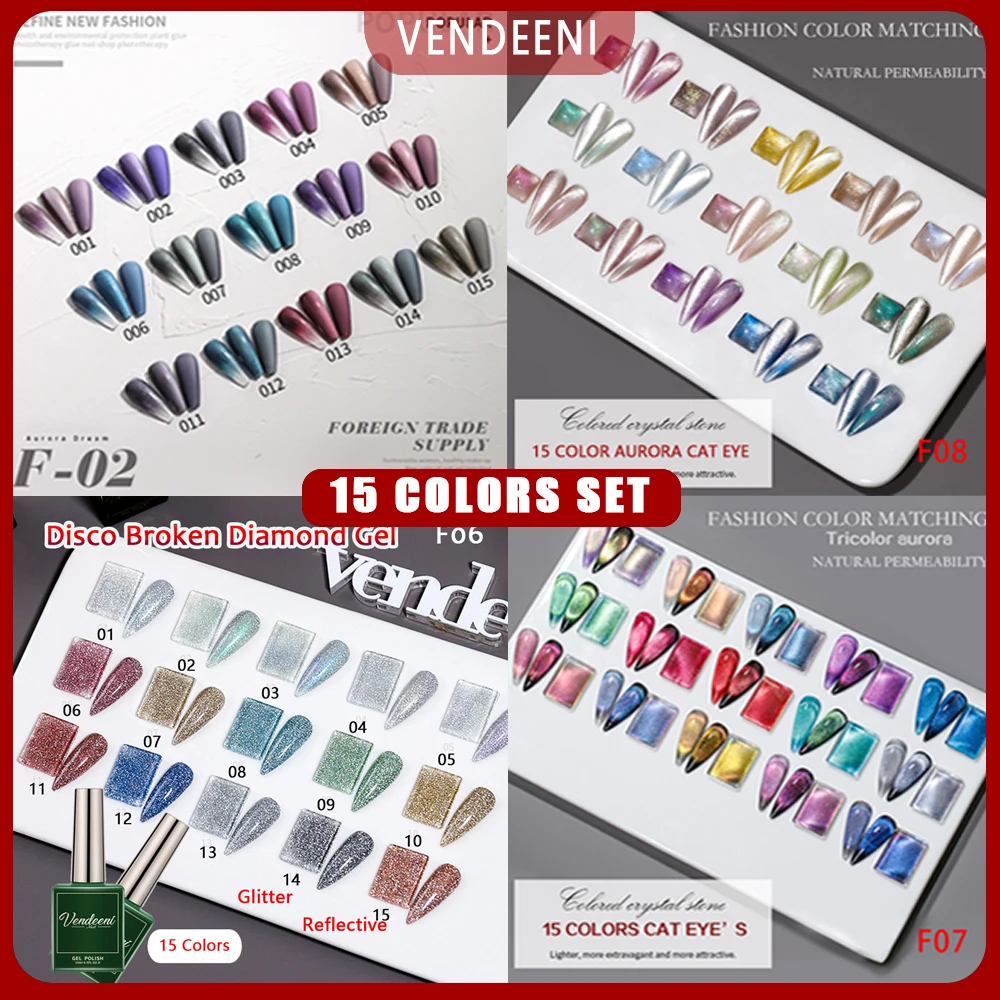 Vendeeni 15 шт./компл. гель-лак для ногтей «кошачий глаз» с блестками и сломанными бриллиантами, УФ-светодиодный магнитный лак для ногтей с цветной картой, БЕСПЛАТНО TPO/HEMA
Vendeeni 15 шт./компл. гель-лак для ногтей «кошачий глаз» с блестками и сломанными бриллиантами, УФ-светодиодный магнитный лак для ногтей с цветной картой, БЕСПЛАТНО TPO/HEMA