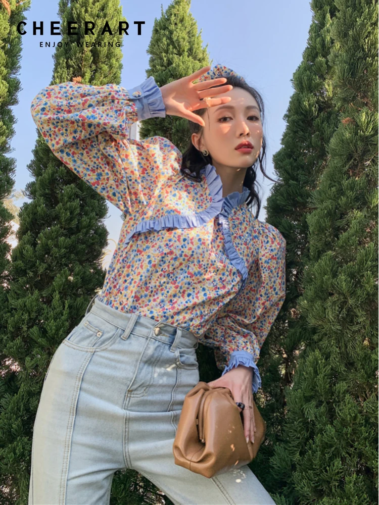 CHEERART Vintage Court Floral Puff Sleeve Top Backless Stand Collar Long Sleeve Blouse Pleated Designer Ladies Top Spring 2022
CHEERART Vintage Court Floral Puff Sleeve Top Backless Stand Collar Long Sleeve Blouse Pleated Designer Ladies Top Spring 2022