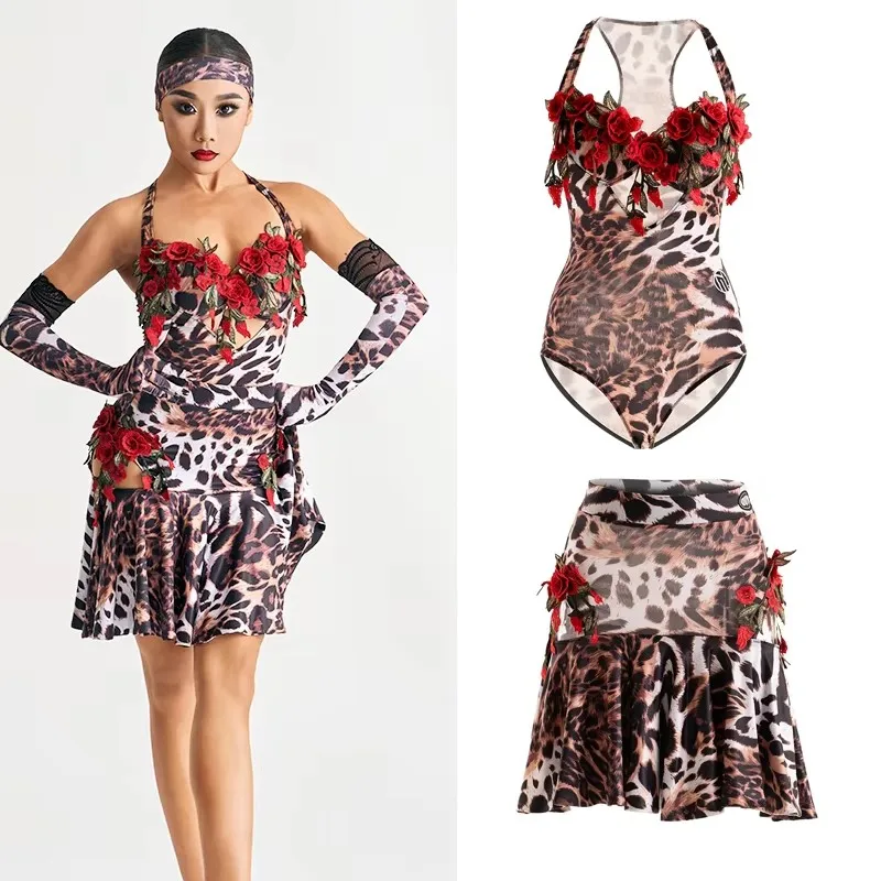 2024 Leopard Print Rose Sexy Bodysuit Split Skirt Suit Chacha Rumba Tango Dress Latin Performance Costumes For Women DN17395
2024 Leopard Print Rose Sexy Bodysuit Split Skirt Suit Chacha Rumba Tango Dress Latin Performance Costumes For Women DN17395