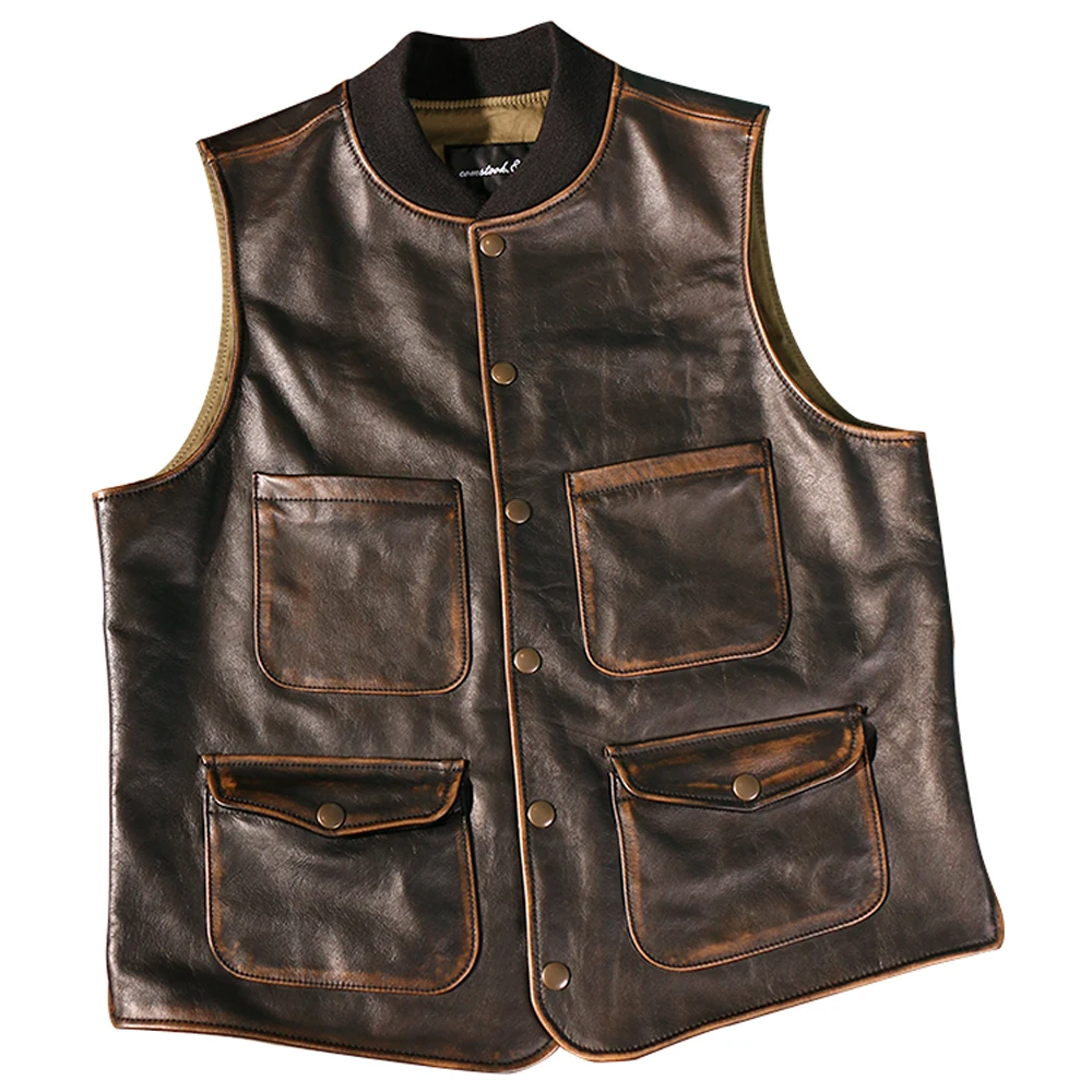 American Brand Retro Mans Cowhide Waistcoat Natural Cow Leather Vest Genuine Leather Automotive Tank Top American Designer Vests
American Brand Retro Mans Cowhide Waistcoat Natural Cow Leather Vest Genuine Leather Automotive Tank Top American Designer Vests