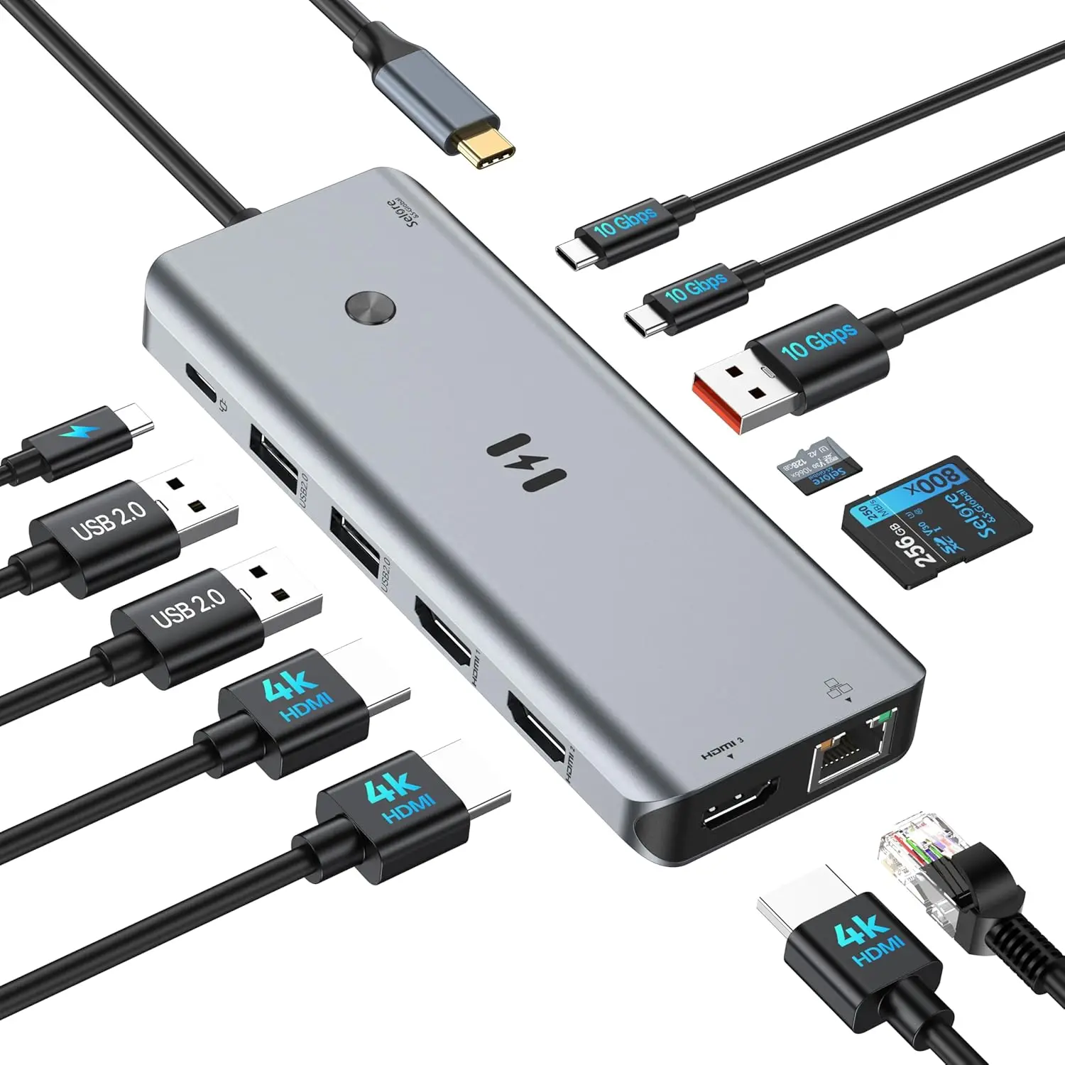 13-in-1 USB C Docking Station 3 HDMI, Triple Monitor Display, 10Gbps, 100W PD, Gigabit Ethernet, SD Reader for Laptops
13-in-1 USB C Docking Station 3 HDMI, Triple Monitor Display, 10Gbps, 100W PD, Gigabit Ethernet, SD Reader for Laptops