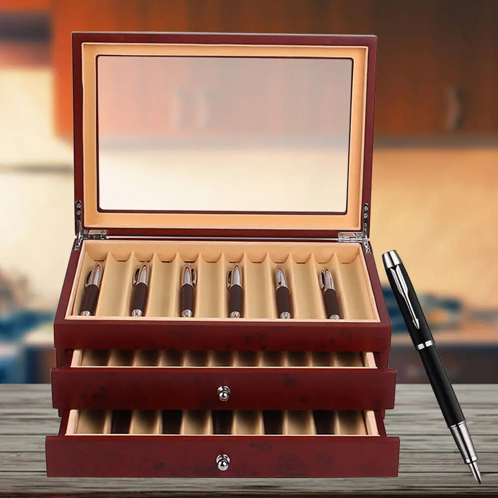 3 Layer 34 Slot Fountain Pen Display box wood Collector Storage Organizer Case
3 Layer 34 Slot Fountain Pen Display box wood Collector Storage Organizer Case