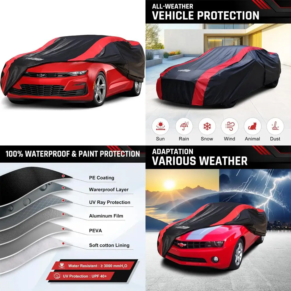 Изготовленный на заказ водонепроницаемый всепогодный автомобильный чехол с хлопковой подкладкой для Camaro Coupe 2010-2025, защита от дождя и снега
Изготовленный на заказ водонепроницаемый всепогодный автомобильный чехол с хлопковой подкладкой для Camaro Coupe 2010-2025, защита от дождя и снега