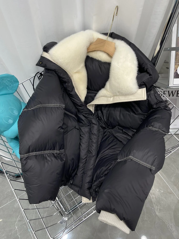 2023 Real Fur Coat Natural Mink Fur Collar Thick Warm Hooded Goose Down Jacket Outerwear Winter Jacket Streetwear New
2023 Real Fur Coat Natural Mink Fur Collar Thick Warm Hooded Goose Down Jacket Outerwear Winter Jacket Streetwear New