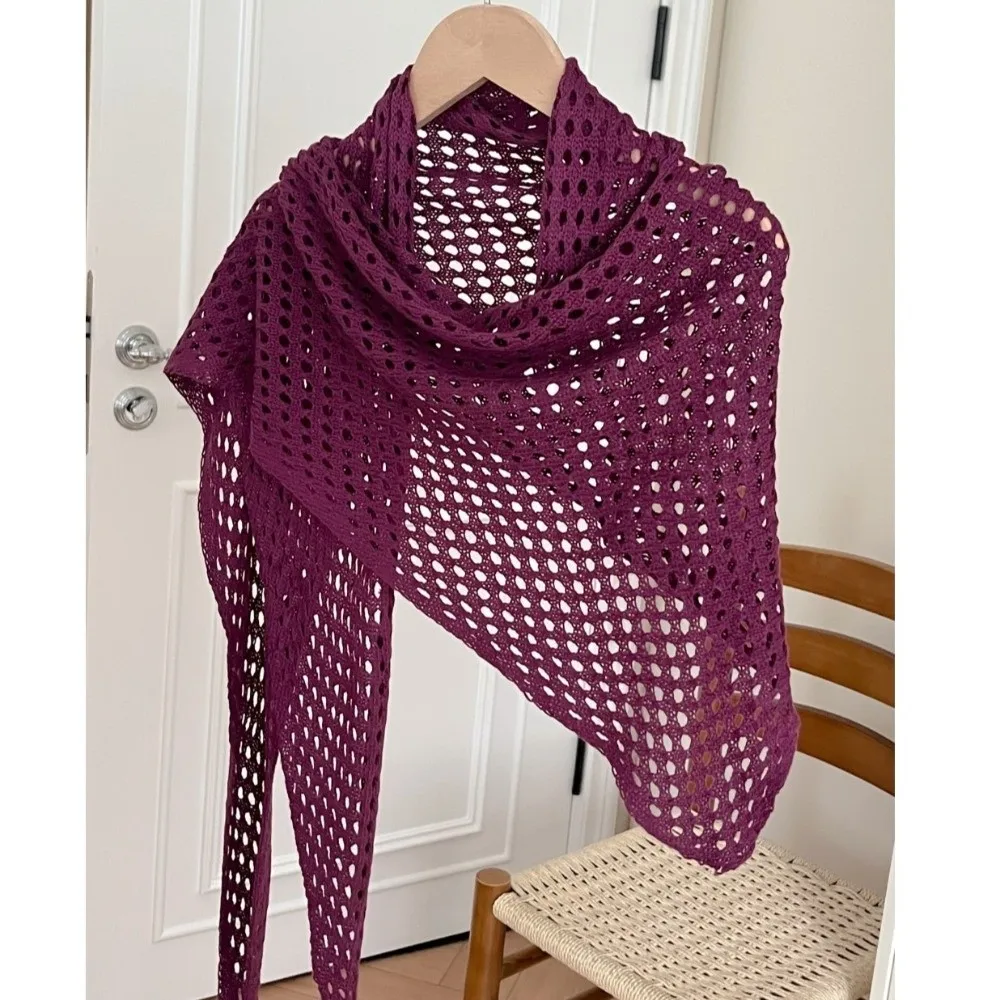 Fashion Hollow Out Triangle Scarf Shawl Solid Color Sun Protection Knitted Scarf Lightweight Breathable Women Shawl Wrap
Fashion Hollow Out Triangle Scarf Shawl Solid Color Sun Protection Knitted Scarf Lightweight Breathable Women Shawl Wrap
